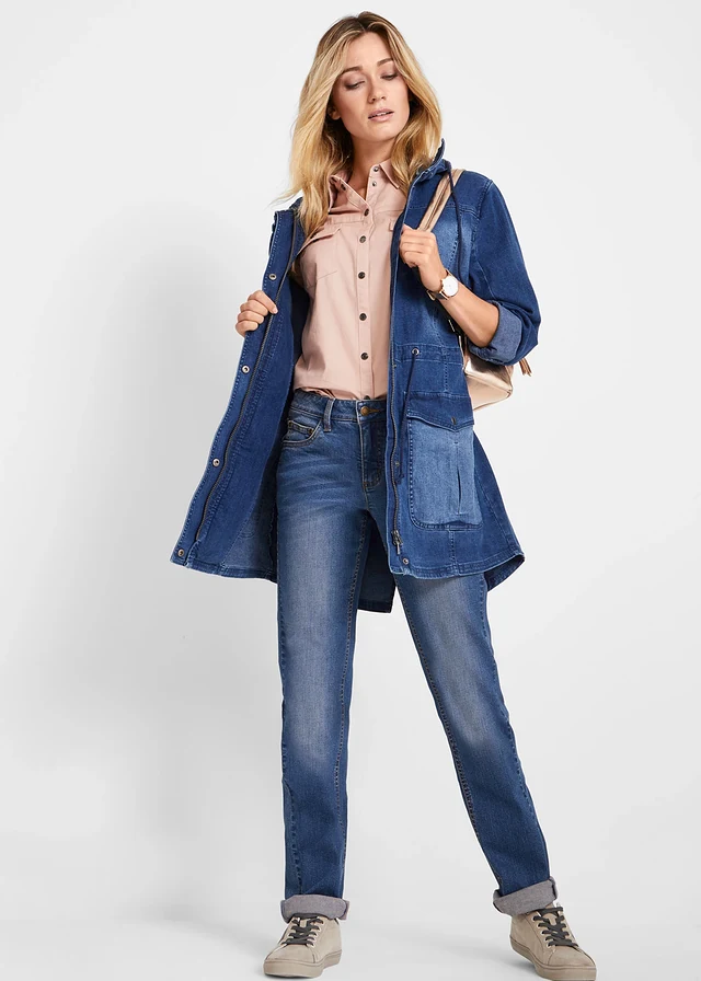 Jean Straight taille mi-haute, extensible • bleu used • product-page.page-title-suffix