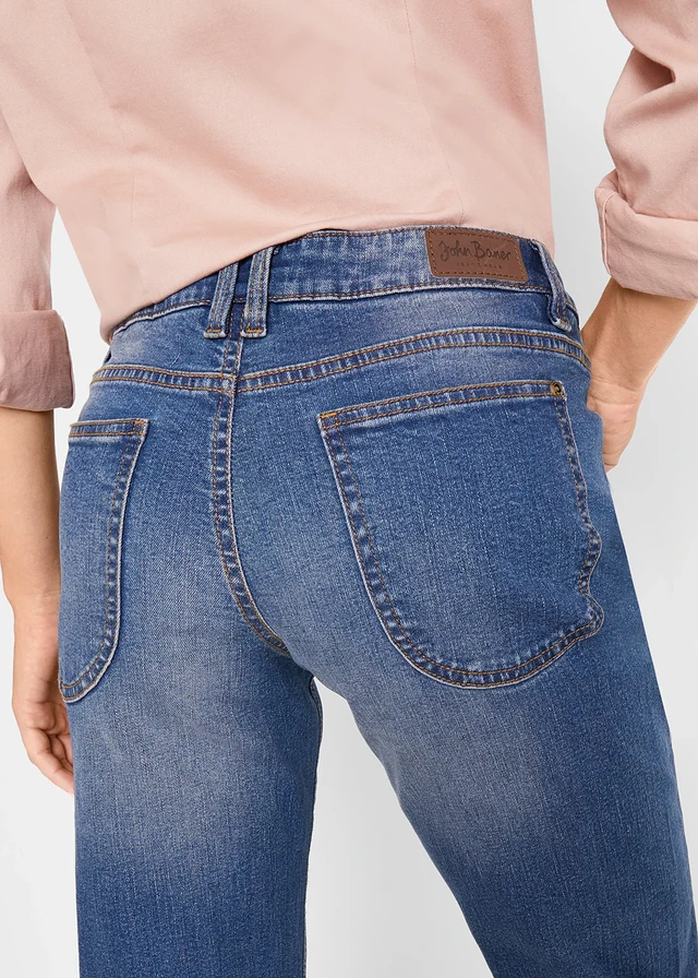 Straight jeans mid waist, stretch • blauw denim used • product-page.page-title-suffix