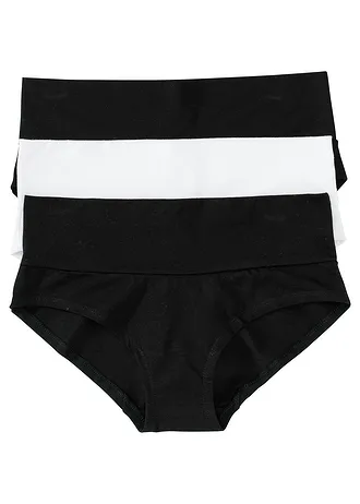 Zwangerschaps hipster (set van 3) met biologisch katoen, Kleur: zwart+zwart+wit