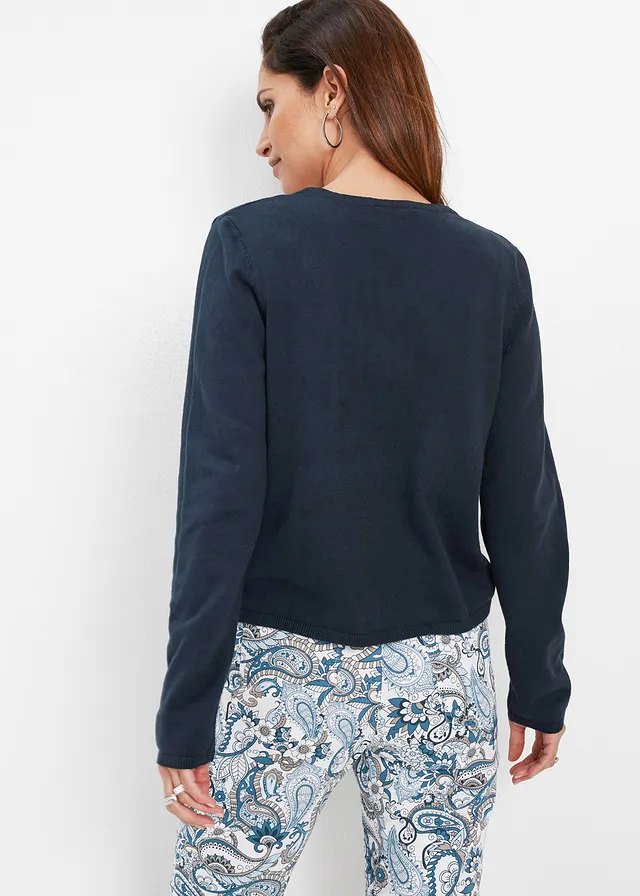 Fijngebreid vest, Kleur: donkerblauw