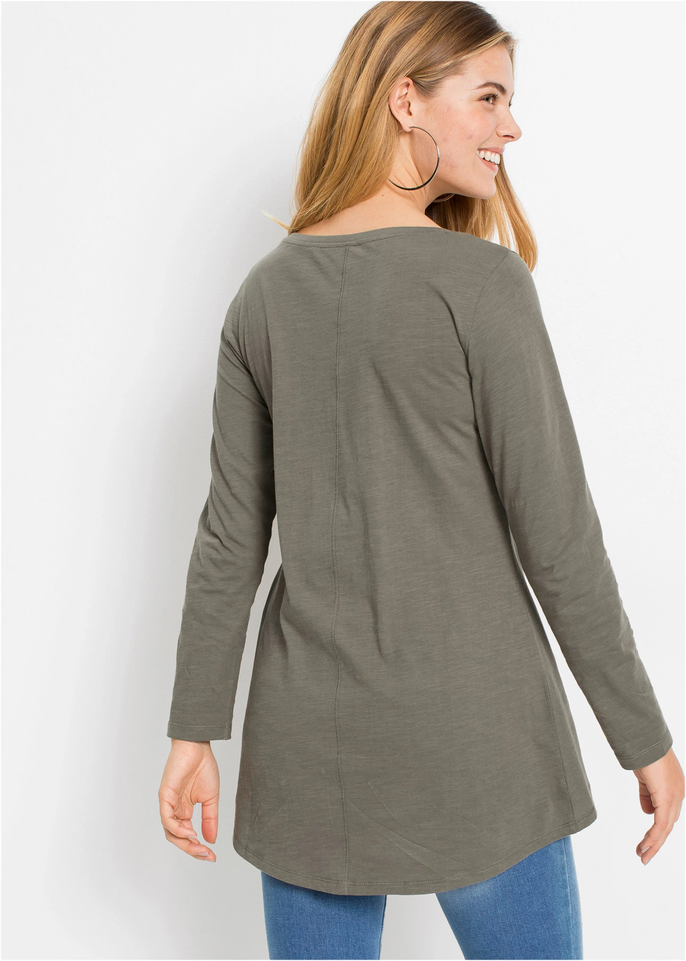 Longsleeve van puur katoen • olijfgroen • bonprix online shop