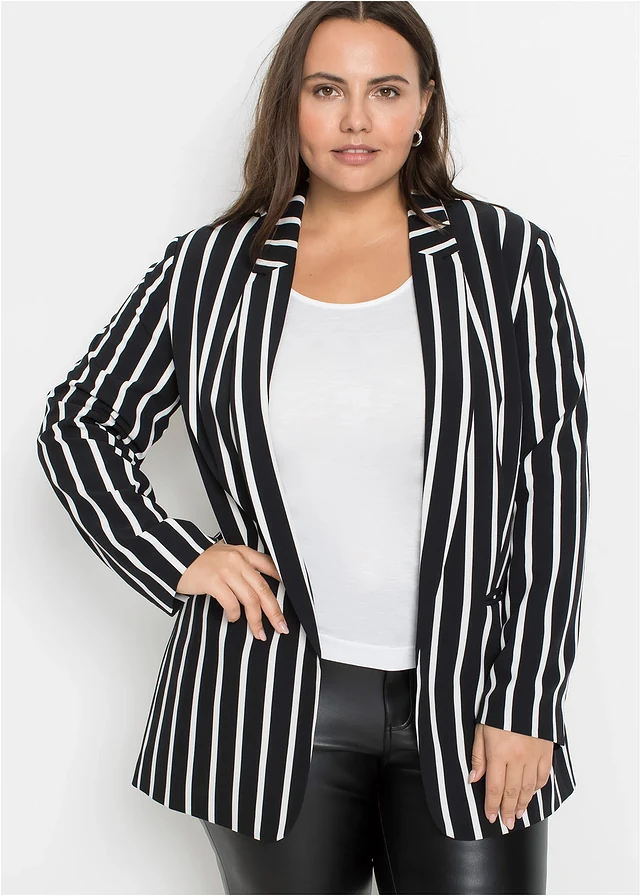 Blazer, Kleur: zwart-wolwit gestreept