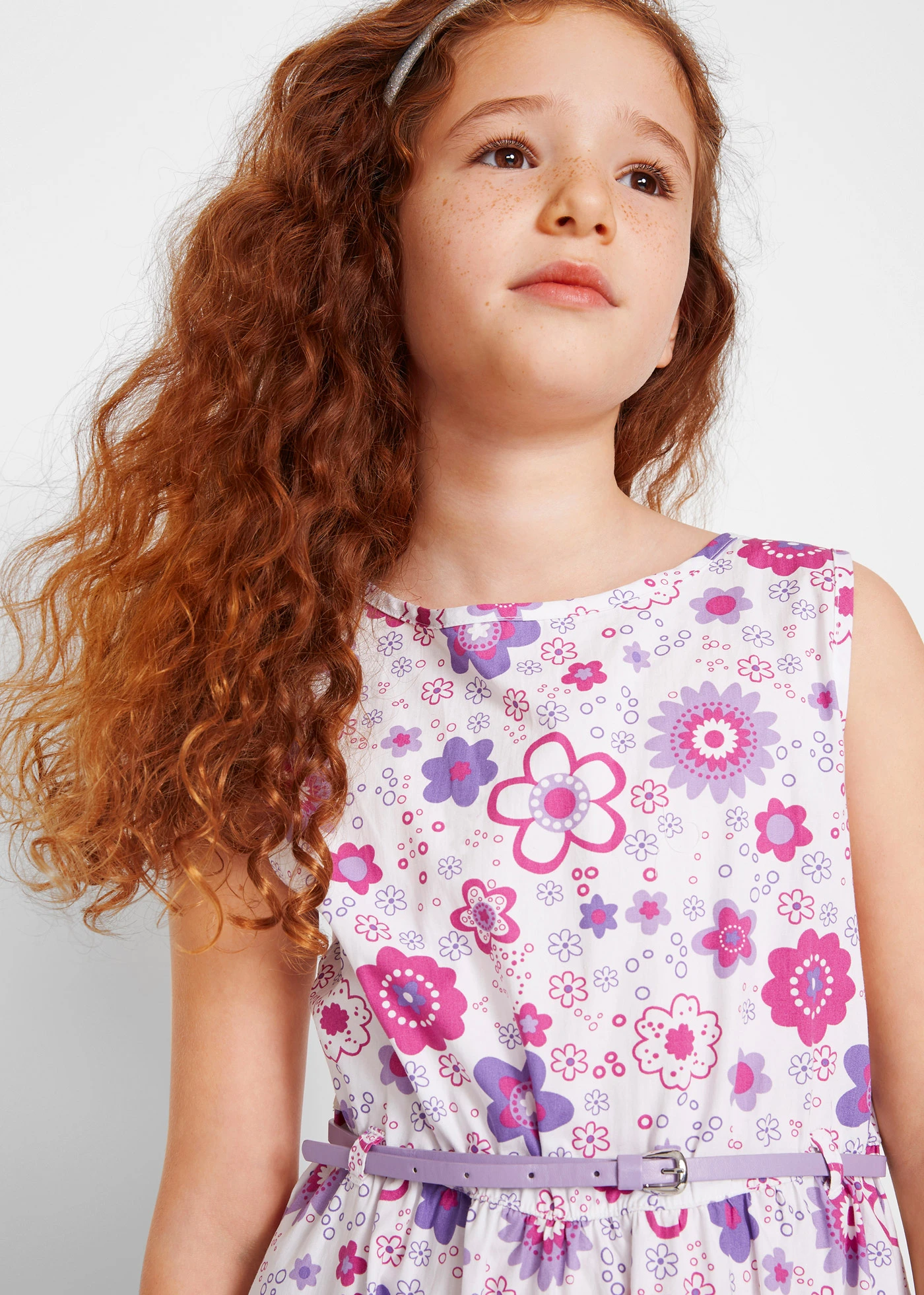 Robe + ceinture + boléro (ens. 3 pces) • blanc-mauve floral • Boutique bonprix