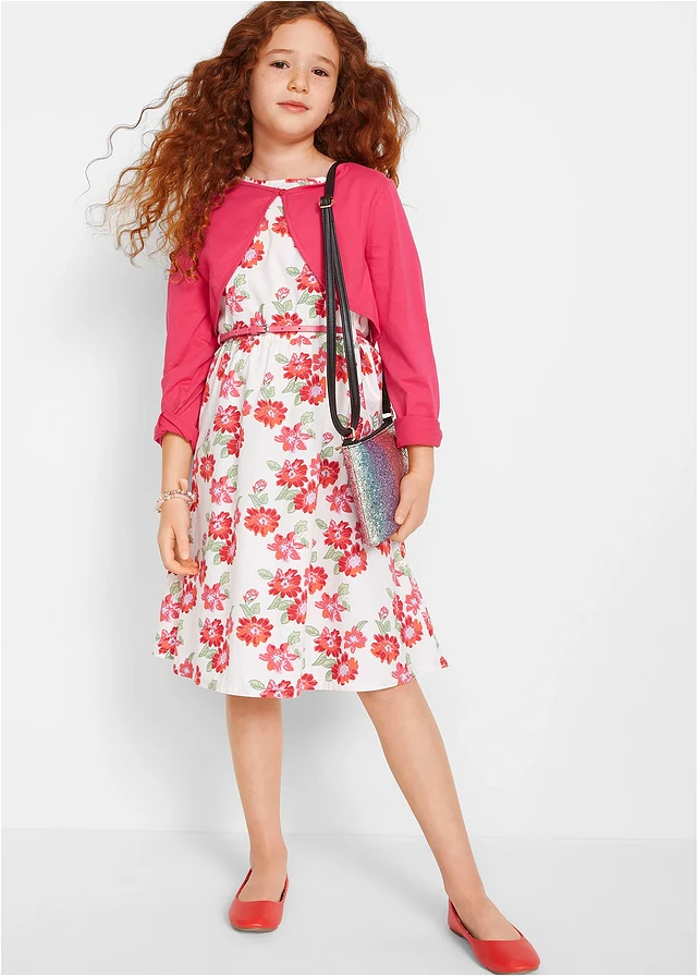 Robe + ceinture + boléro fille (ens. 3 pces) • blanc/magenta floral • product-page.page-title-suffix