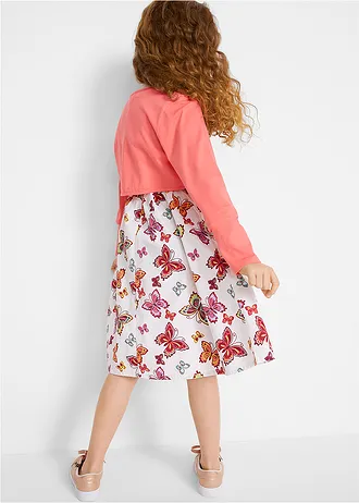 Meisjes jurk, riem en bolero (3-dlg. set) • wit-lichtpink • bonprix online shop