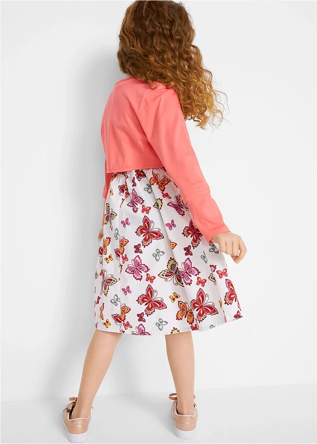 Meisjes jurk + riem + bolero (3-dlg. set), Kleur: wit-lichtpink