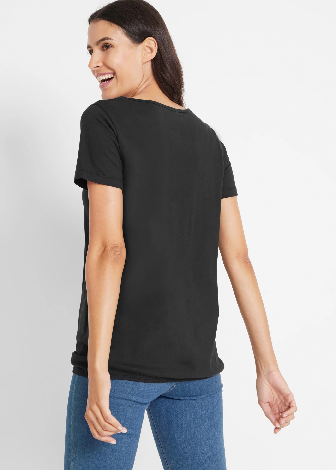 Bluză cu mâneci scurte, 100% din bumbac • negru • magazin bonprix