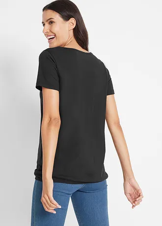 Bluză cu mâneci scurte, 100% din bumbac • negru • magazin bonprix