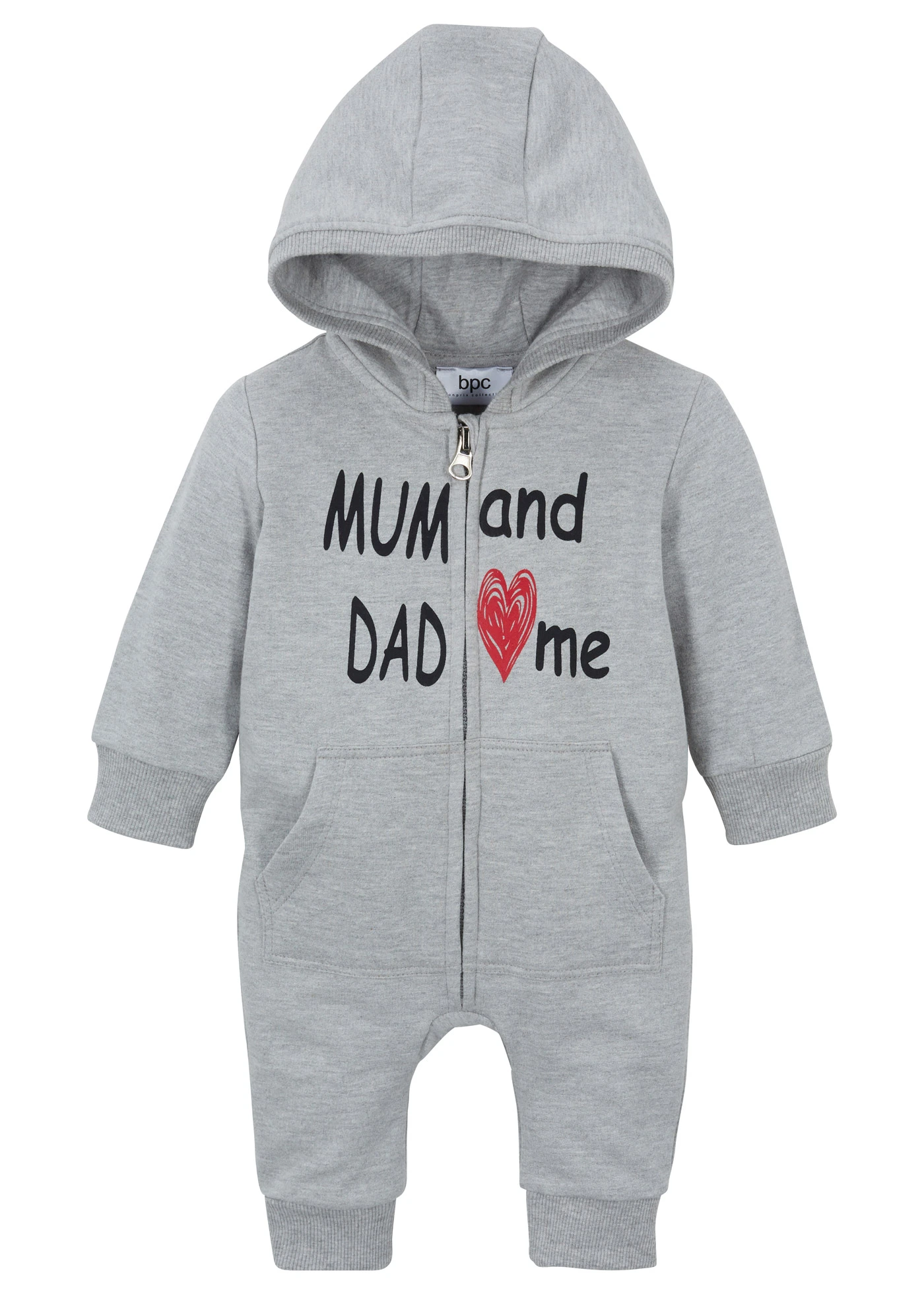 Combinaison sweat entièrement zippée à capuche • gris clair chiné • Boutique bonprix