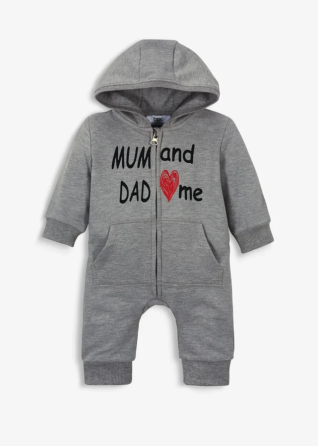 Baby sweat jumpsuit met capuchon