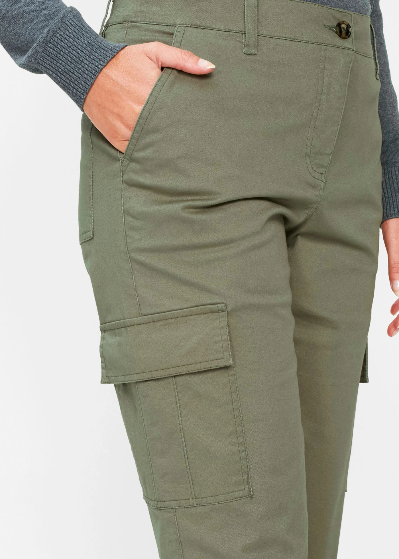 Pantaloni cargo din material cu bumbac • oliv • magazin bonprix