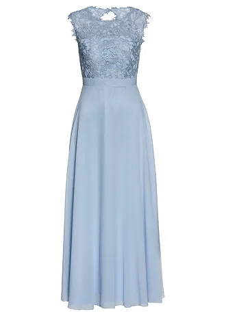 Robe longue de soirée à dentelle • bleu poudré • Boutique bonprix