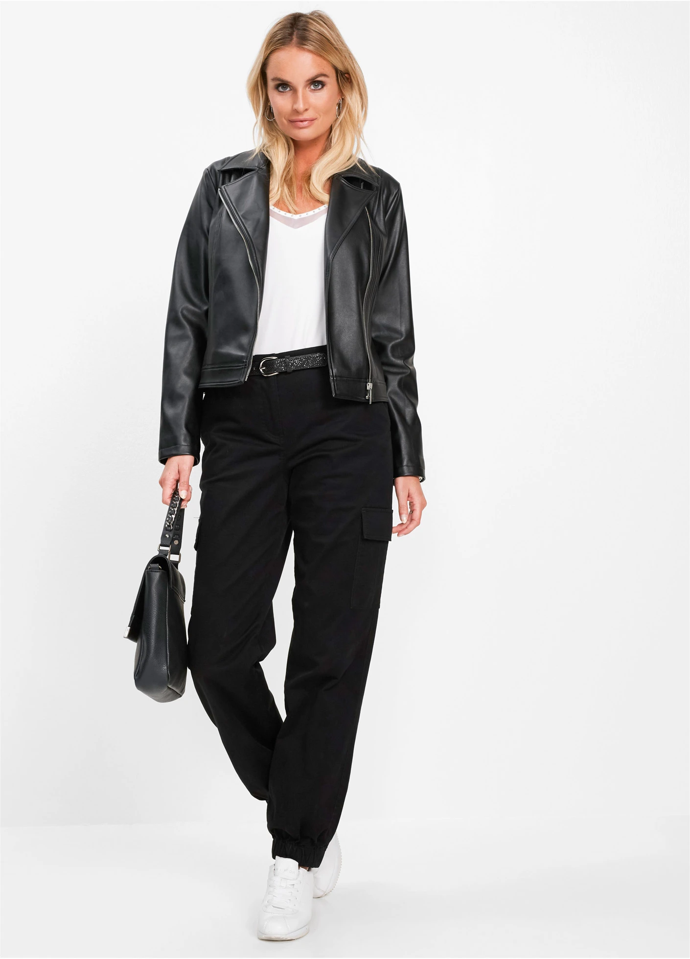 Cargo kalhoty z bavlny s podílem streče • černá • bonprix obchod