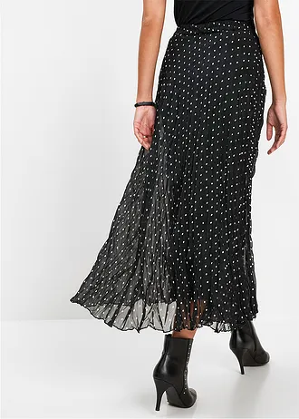 Chiffon rok in crashed look • gestipt zwart/wit • bonprix online shop