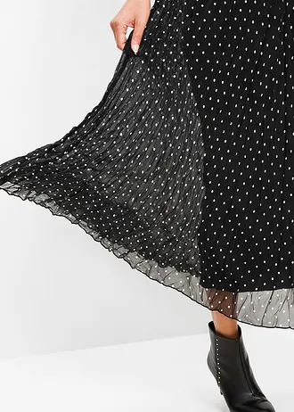 Chiffon rok in crashed look • gestipt zwart/wit • bonprix online shop