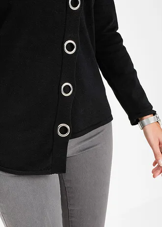 Sweter z ćwiekami • czarno-srebrny • sklep bonprix