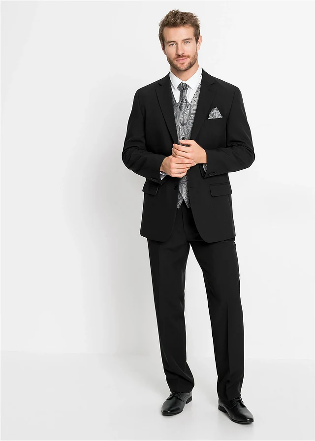 Costume de mariage 5 pièces avec gilet et cravate, regular