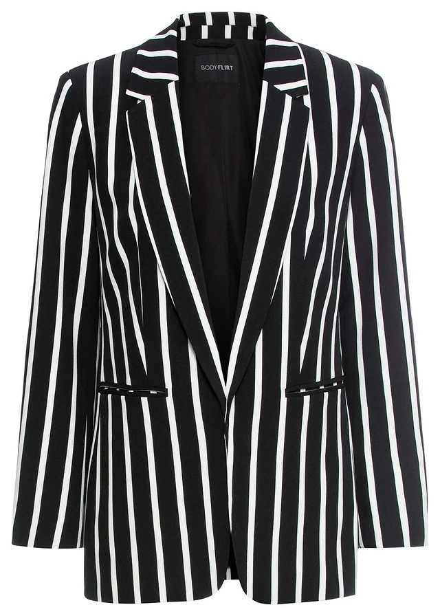 Blazer, Kleur: zwart-wolwit gestreept