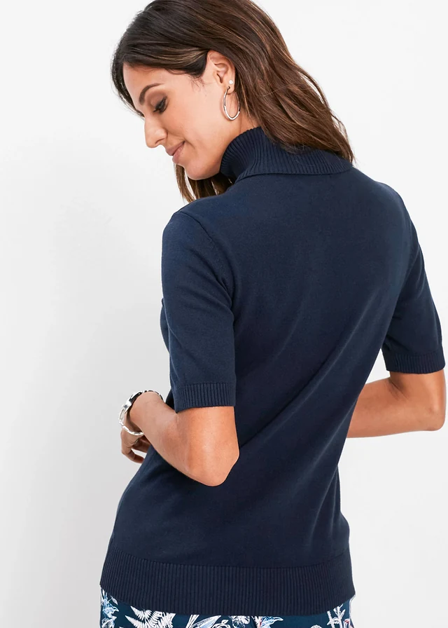 Pull col roulé à manches courtes • bleu foncé • product-page.page-title-suffix