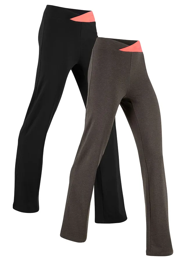 Pantaloni sport evazați cu bumbac (2 perechi)