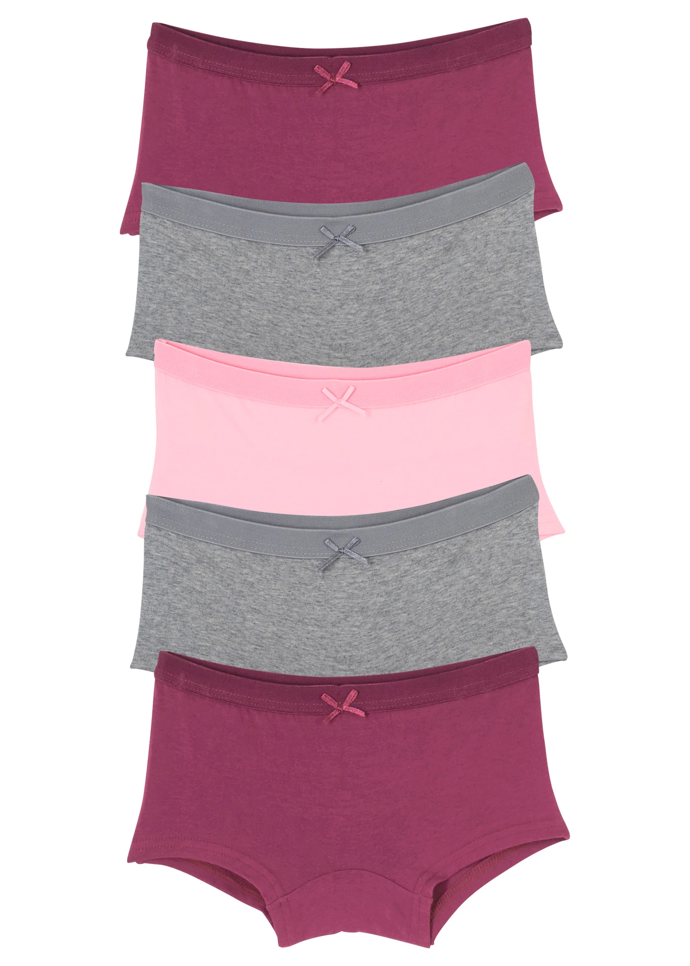 Meisjes hipster met katoen (set van 5) • lichtgrijs gemêleerd-bessen-roze poudre • bonprix online shop