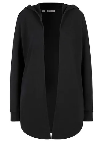 Długa bluza dresowa z mieszanki bawełny • czarny • sklep bonprix
