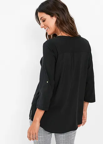 Tuniekblouse van soepele viscose, Kleur: zwart