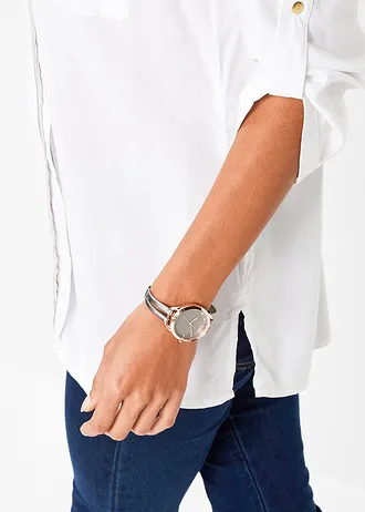 Bluză tip tunică din viscoză fluidă • alb • magazin bonprix