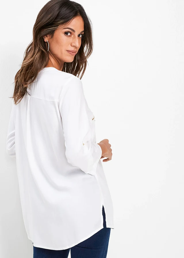 Blouse en viscose fluide, Couleur: blanc