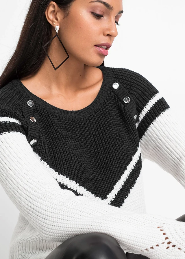 Pull à boutons • noir / blanc • product-page.page-title-suffix