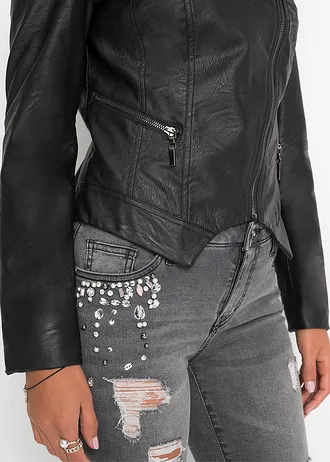 Imitatieleren jas met sjaalkraag • zwart • bonprix online shop