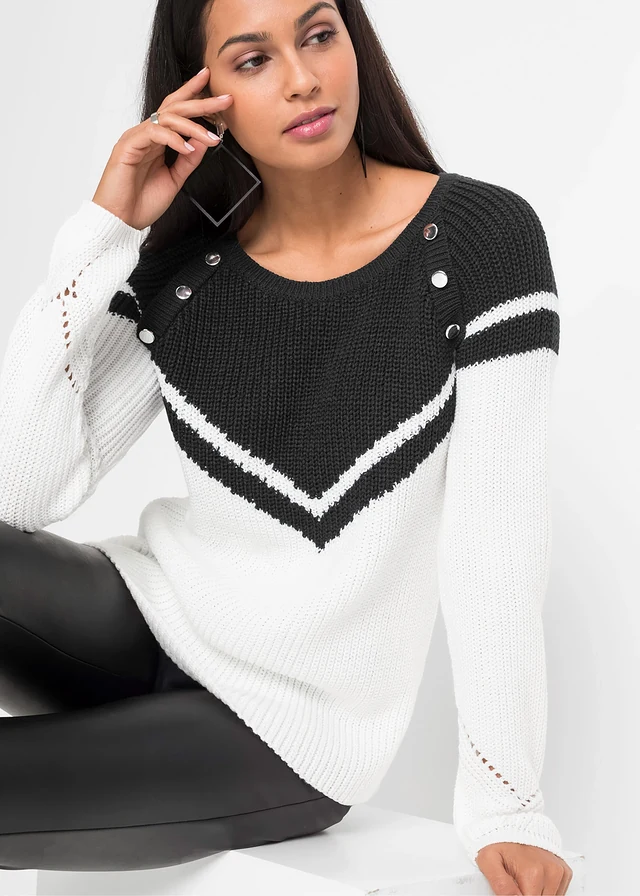 Pull à boutons • noir / blanc • product-page.page-title-suffix
