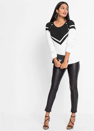 Svetr s knoflíky, barva: černo-bílá