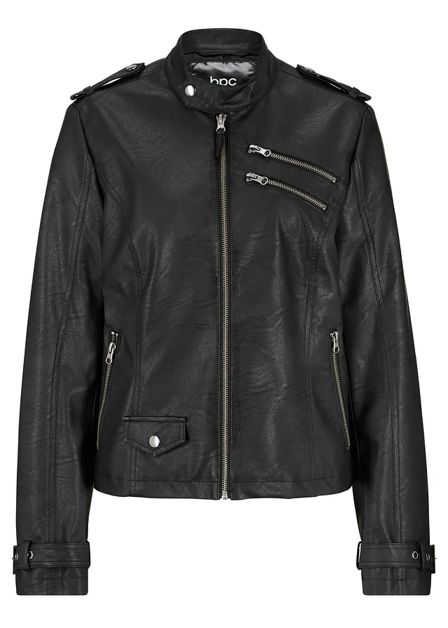 Koženková bunda so zipsmi