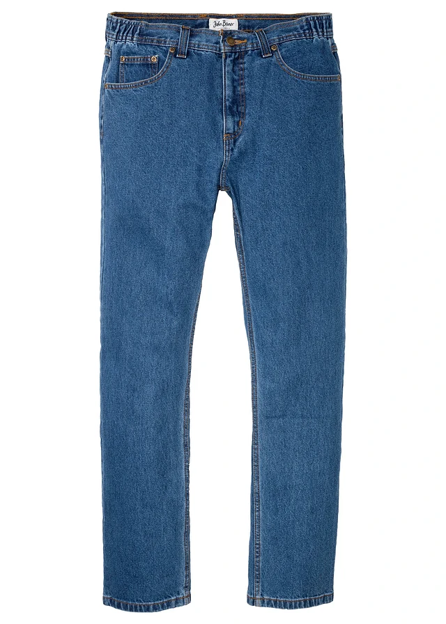 Blugi Classic Fit cu bandă elastică pe părți, straight