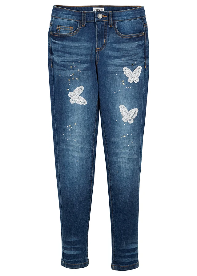 Jean skinny taille mi-haute, Couleur: bleu denim