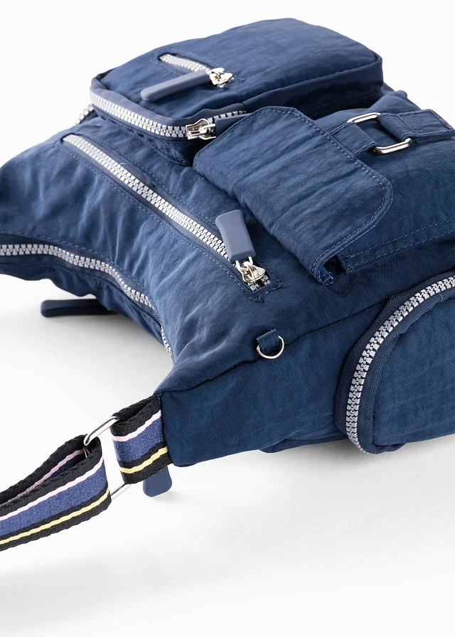 Válltáska külső zsebbel, szín: sötétkék