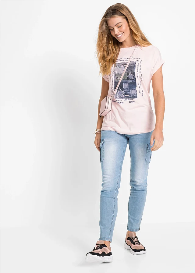 Shirt met print, Kleur: zacht roze