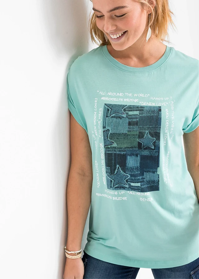 T-shirt z miękkiej mieszanki wiskozy • wodny pastelowy • sklep bonprix
