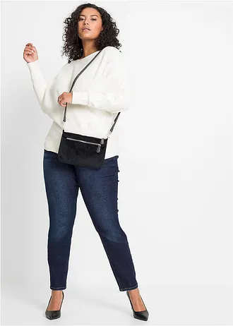 Oversized žebrovaný svetr, barva: krémově bílá