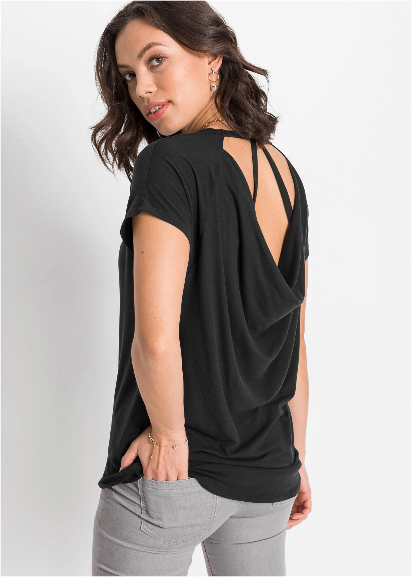 T-shirt en viscose mélangée • noir • Boutique bonprix