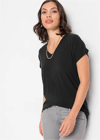 T-shirt en viscose mélangée • noir • Boutique bonprix
