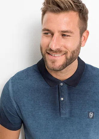 Piqué poloshirt in washed out look • diepblauw used • bonprix online shop