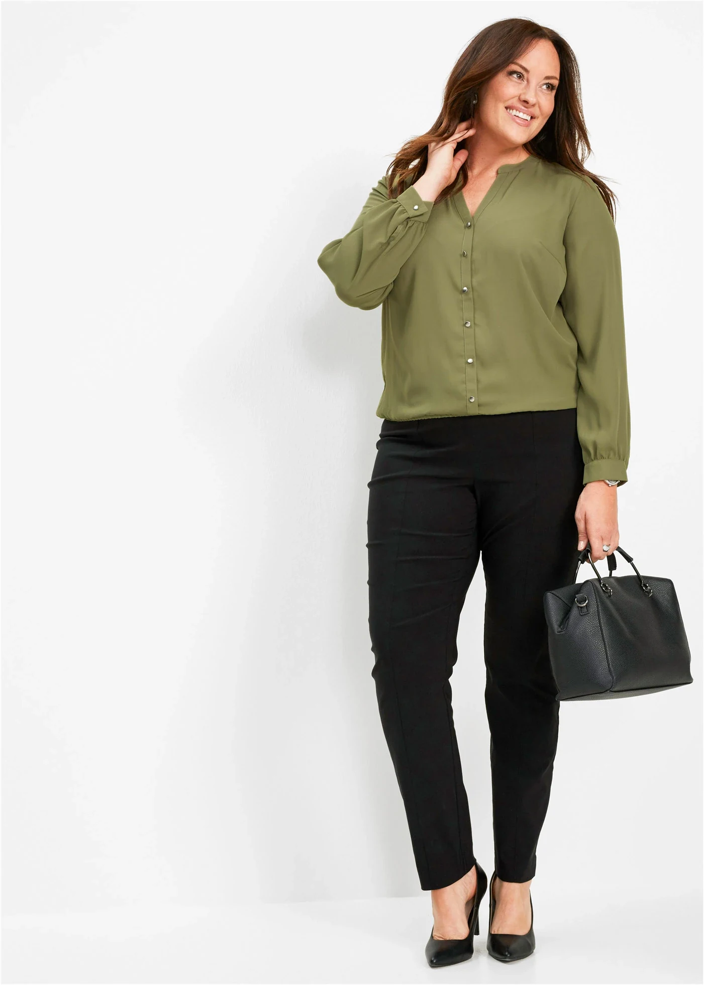 Bengaline stretchbroek • zwart plus size • bonprix online shop