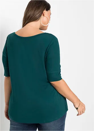 T-shirt doux en viscose extensible, Couleur: vert profond