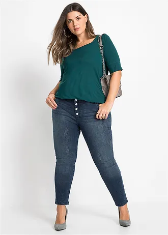 T-shirt doux en viscose extensible, Couleur: vert profond