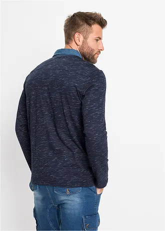 Bluză polo din bumbac 100% • bleumarin melanj • magazin bonprix