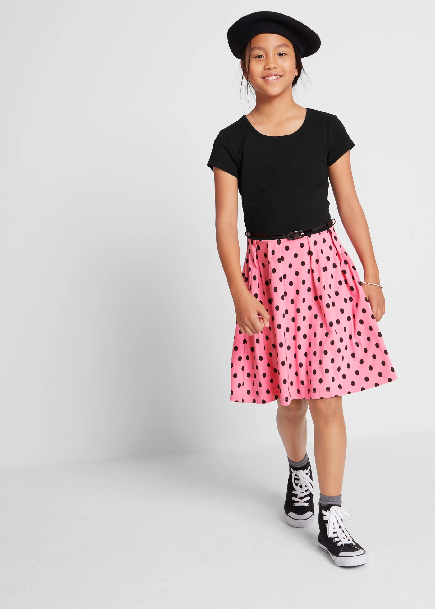 Robe en jersey • noir - rose vif • Boutique bonprix