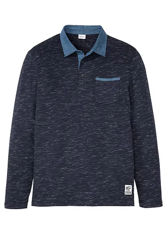 Bluză polo din bumbac 100% • bleumarin melanj • magazin bonprix