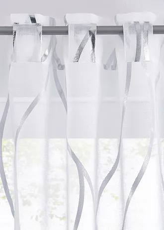 Perdea print lucios (1buc.), culoare: alb/argintiu